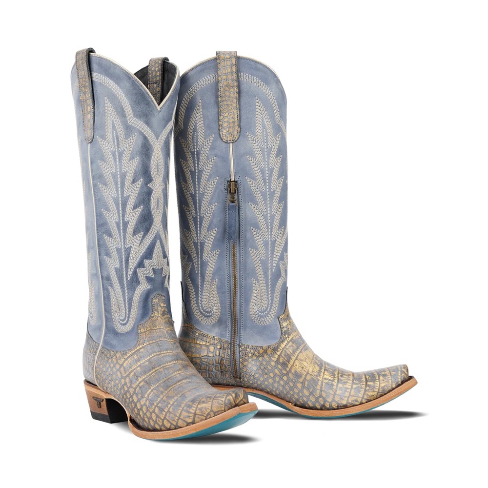 Blue and Tan Western Cowboy Boots